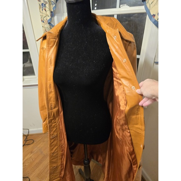 Vintage Suburban Heritage Belted Leather Trench Coat Women's Size 8 1970's Vibes - Picture 4 of 16